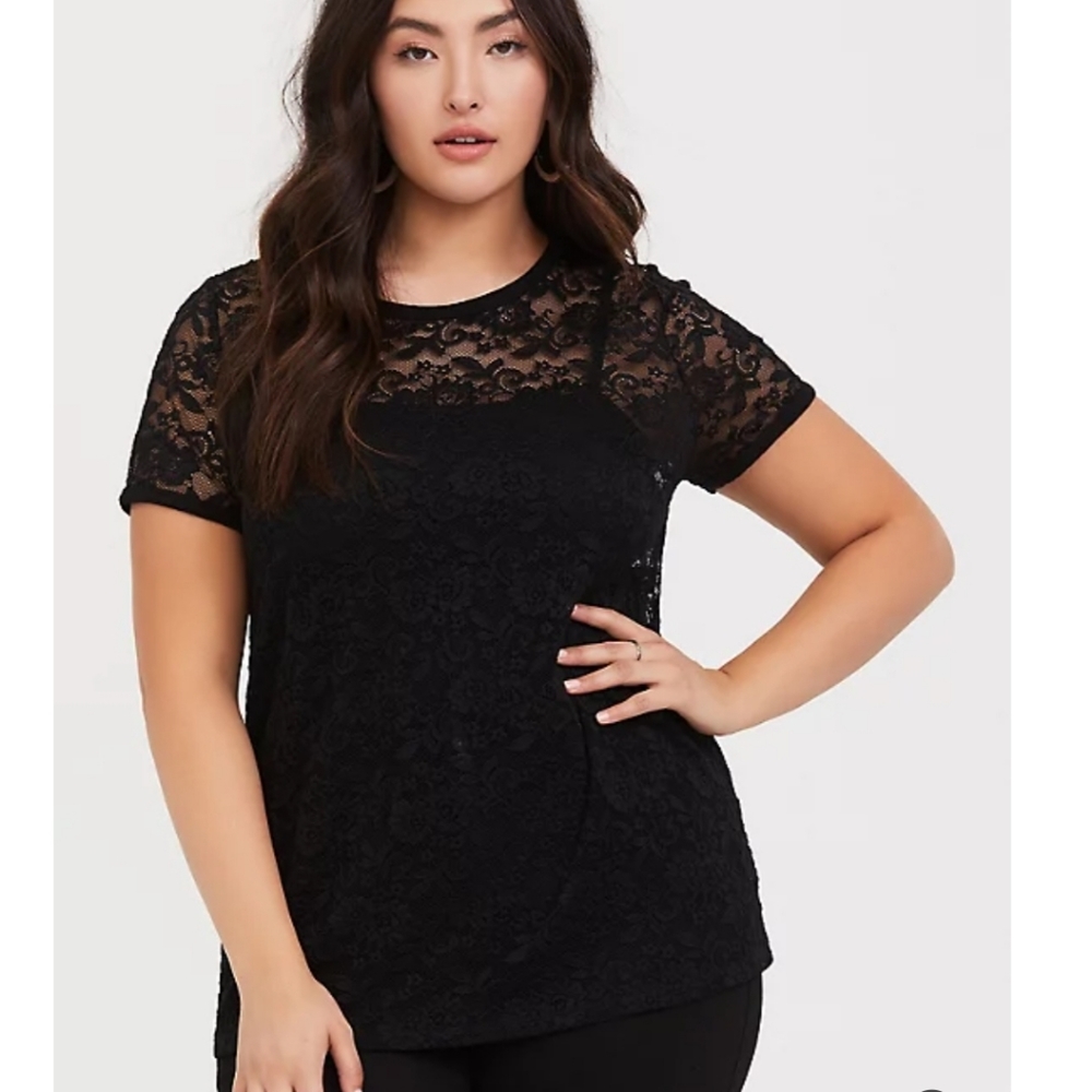 Black Lace Crew Tee